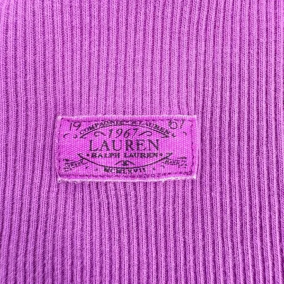 Vintage Ralph Lauren Top Shirt Womens 2X Purple Y2K DIstressed Preppy Cap Sleeve - Picture 2 of 6